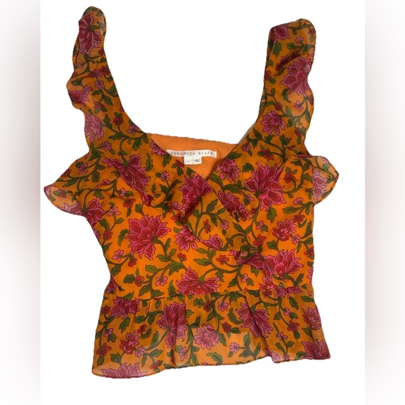 Veronica Beard Randa Floral Surplice Silk Top SZ 4 - Picture 3 of 6